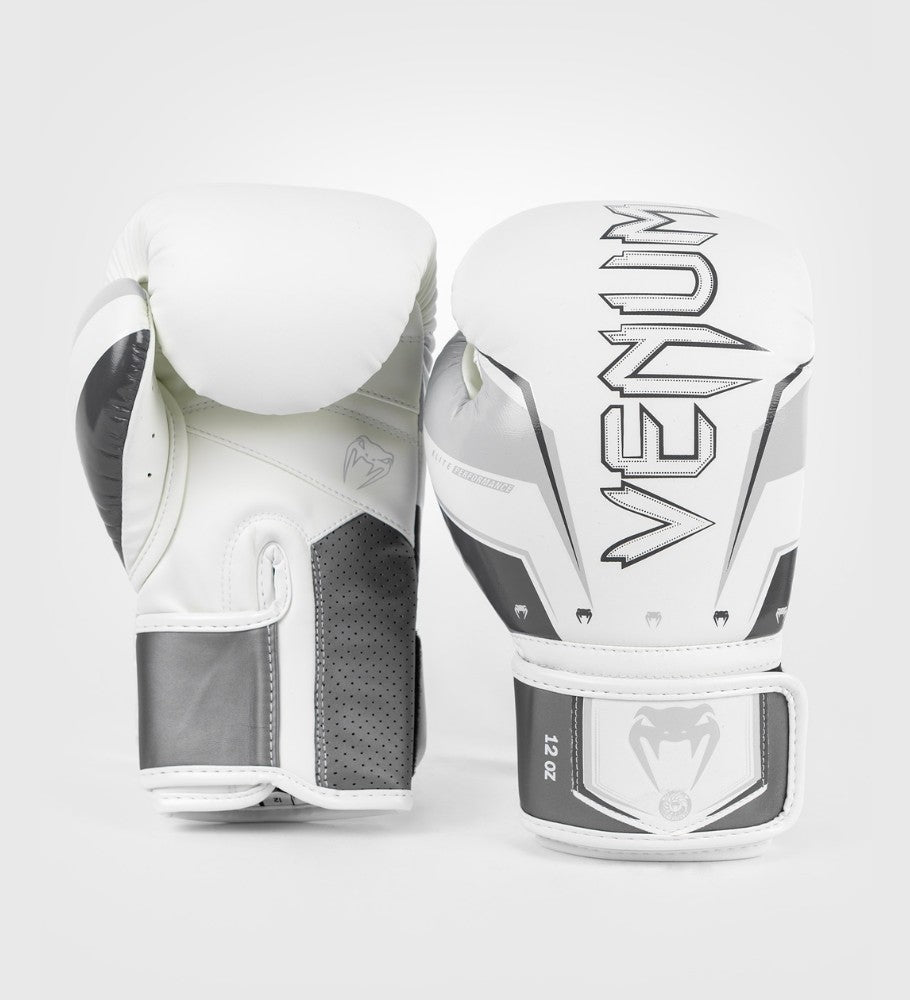 Venum (Kick)Bokshandschoenen Elite Evo -Wit/Zilver - (Kick)Bokshandschoenen