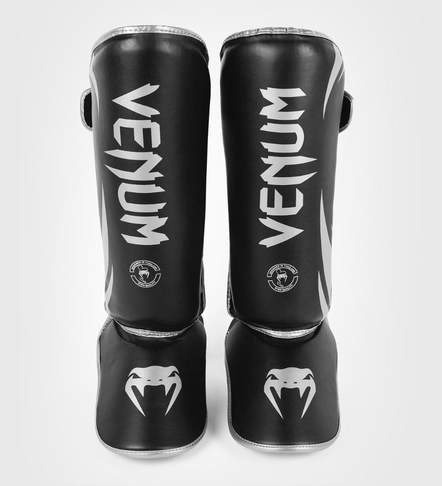 Venum Kickboks Scheenbeschermers Challenger - Zwart/Zilver - Scheenbeschermers