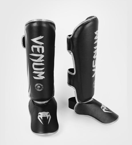 Venum Kickboks Scheenbeschermers Challenger - Zwart/Zilver - Scheenbeschermers