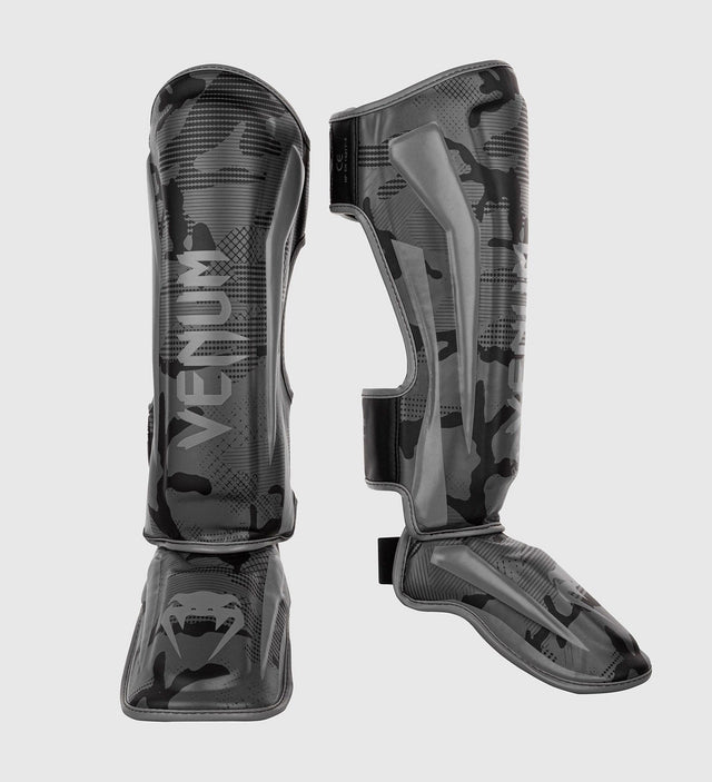 Paratibie da kickboxing Venum Elite – Camo Grigio – Paratibie