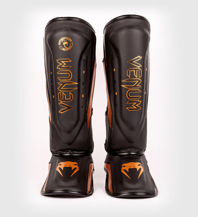 Venum Kickboks Scheenbeschermers Elite Evo - Zwart/Brons - Scheenbeschermers