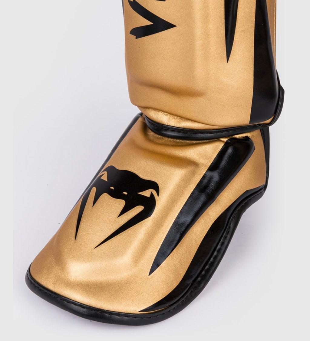 Venum Kickboks Scheenbeschermers Elite - Goud/Zwart - Scheenbeschermers