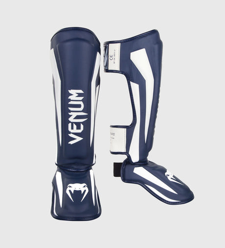 Venum Kickboks Scheenbeschermers Elite - Navy Blauw/Wit - Scheenbeschermers