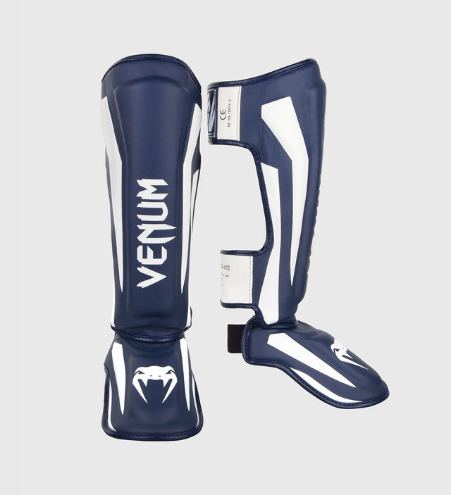 Venum Kickboks Scheenbeschermers Elite - Navy Blauw/Wit - Scheenbeschermers
