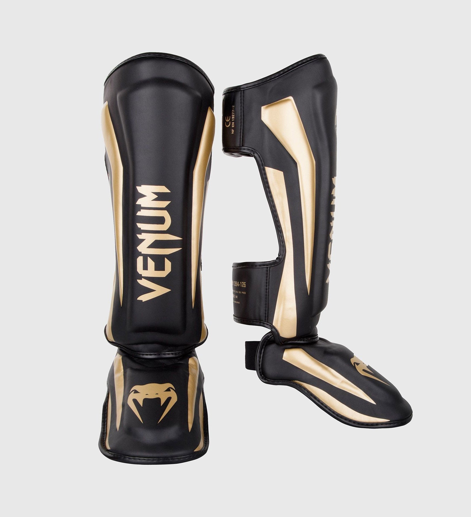 Venum Kickboks Scheenbeschermers Elite - Zwart/Goud - Scheenbeschermers