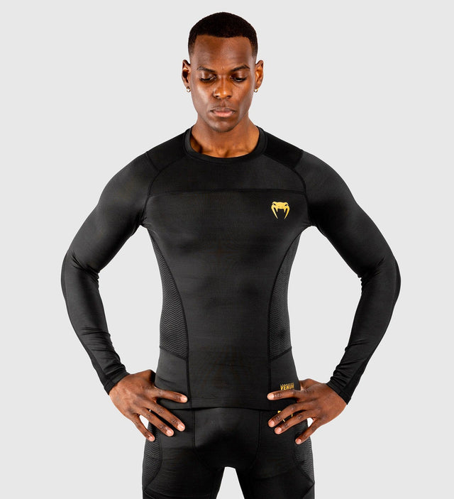 Venum Rashguard G-Fit Lange Mouwen - Zwart/Goud - T-Shirt