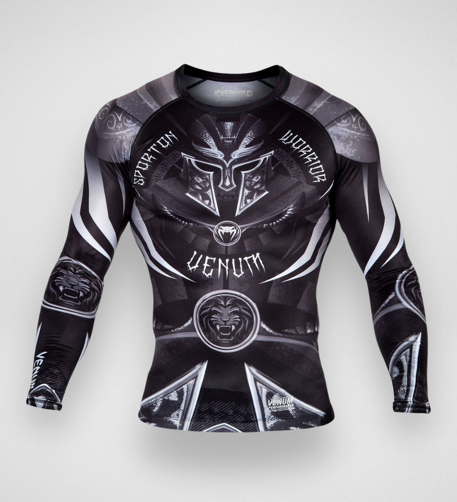 Venum Rashguard Gladiator 3.0 Lange Mouwen - Zwart/Grijs/Wit - Rashguard