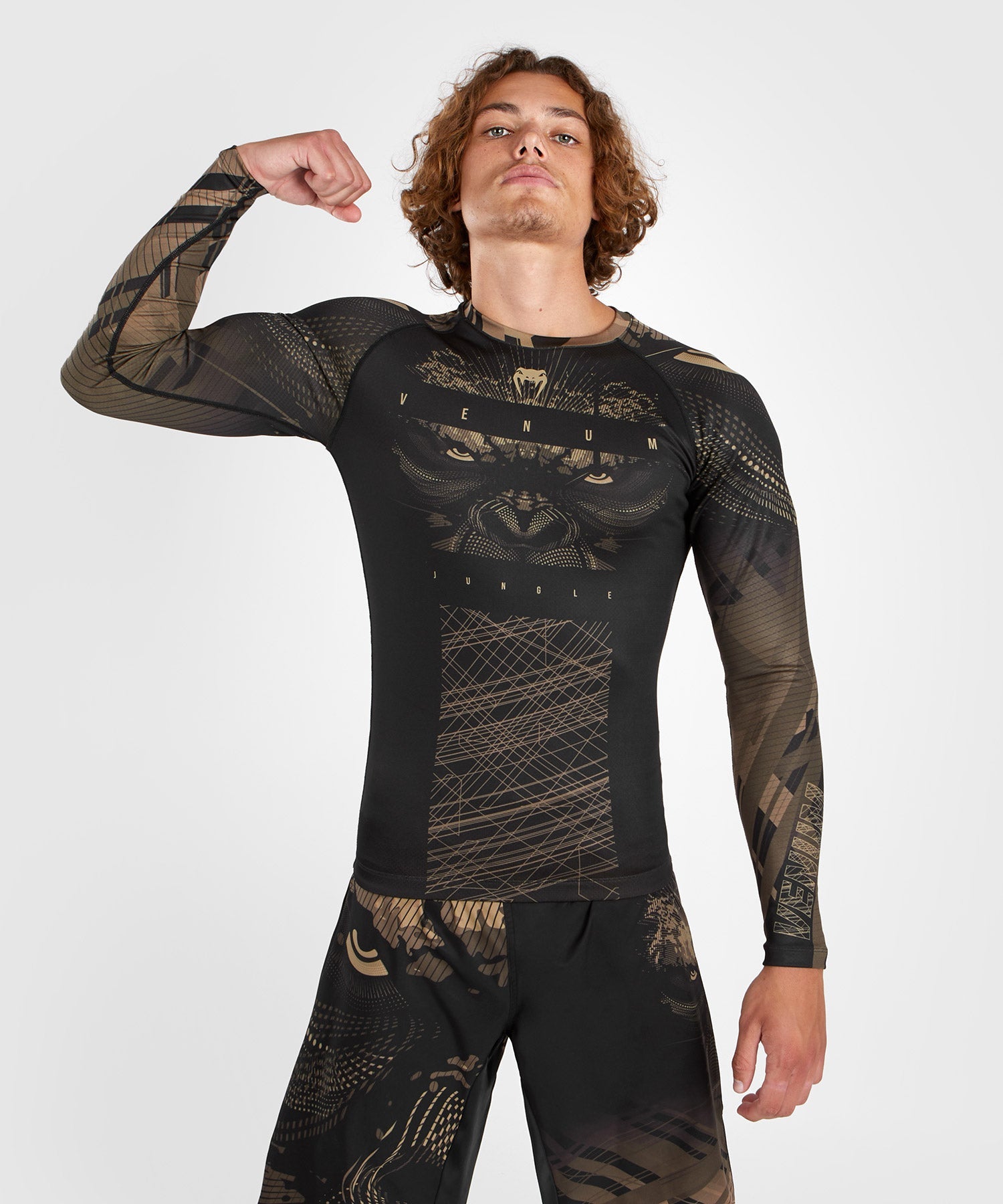 Venum Rashguard Gorilla Jungle Lange Mouwen - Zwart/Bruin - T-Shirt