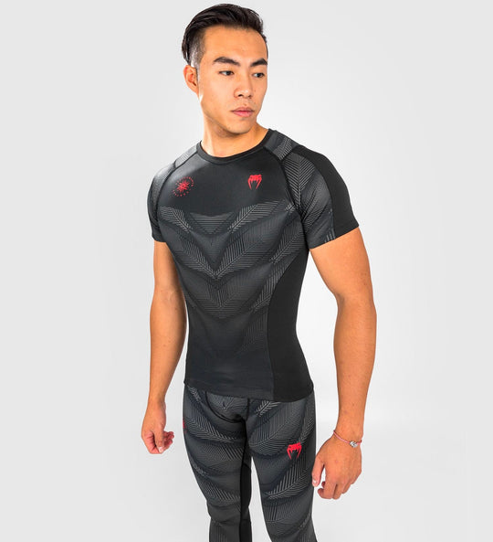 Venum Rashguard Phantom Korte Mouwen - Zwart/Grijs/Rood