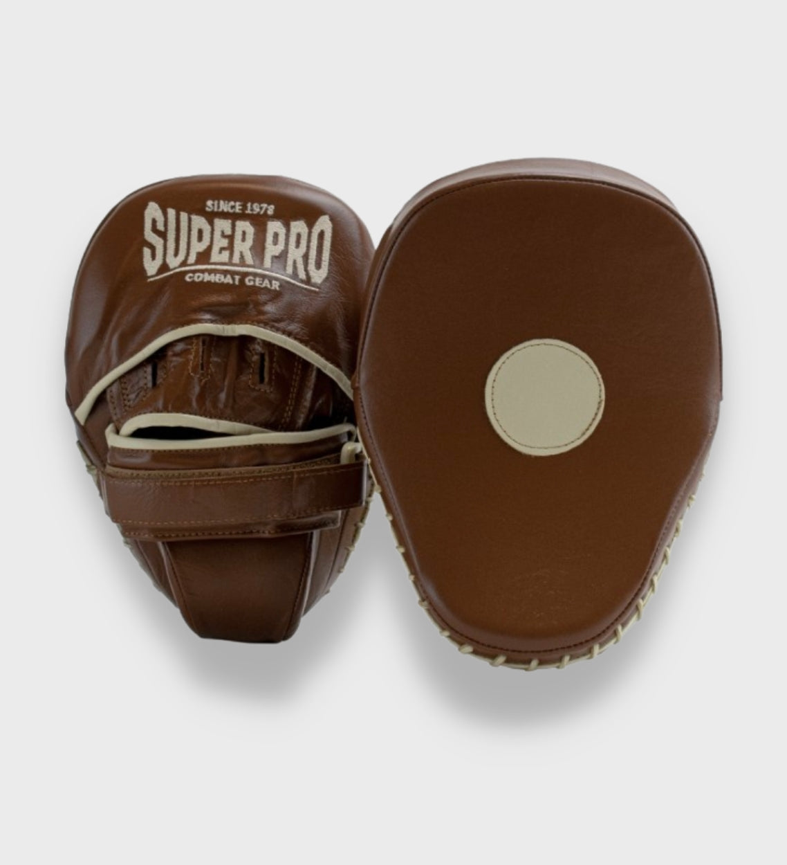 Super Pro Handpads Vintage Curved Leer - Bruin/Wit