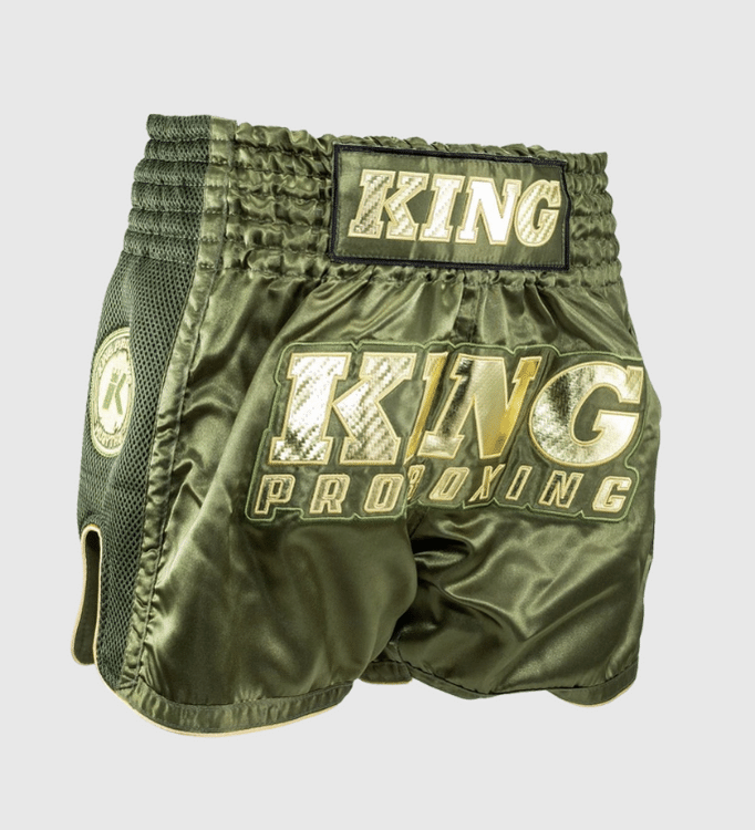 King Pro Boxing Kickboks Broekje - Kaki Groen/Goud