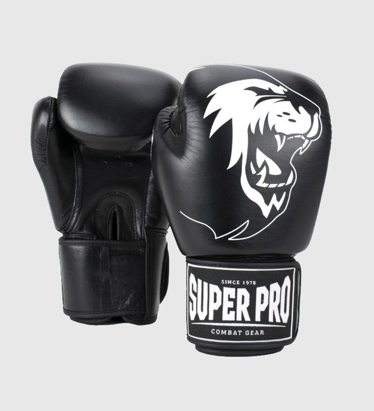 Super Pro (Kick)Bokshandschoenen Warrior - Zwart/Wit